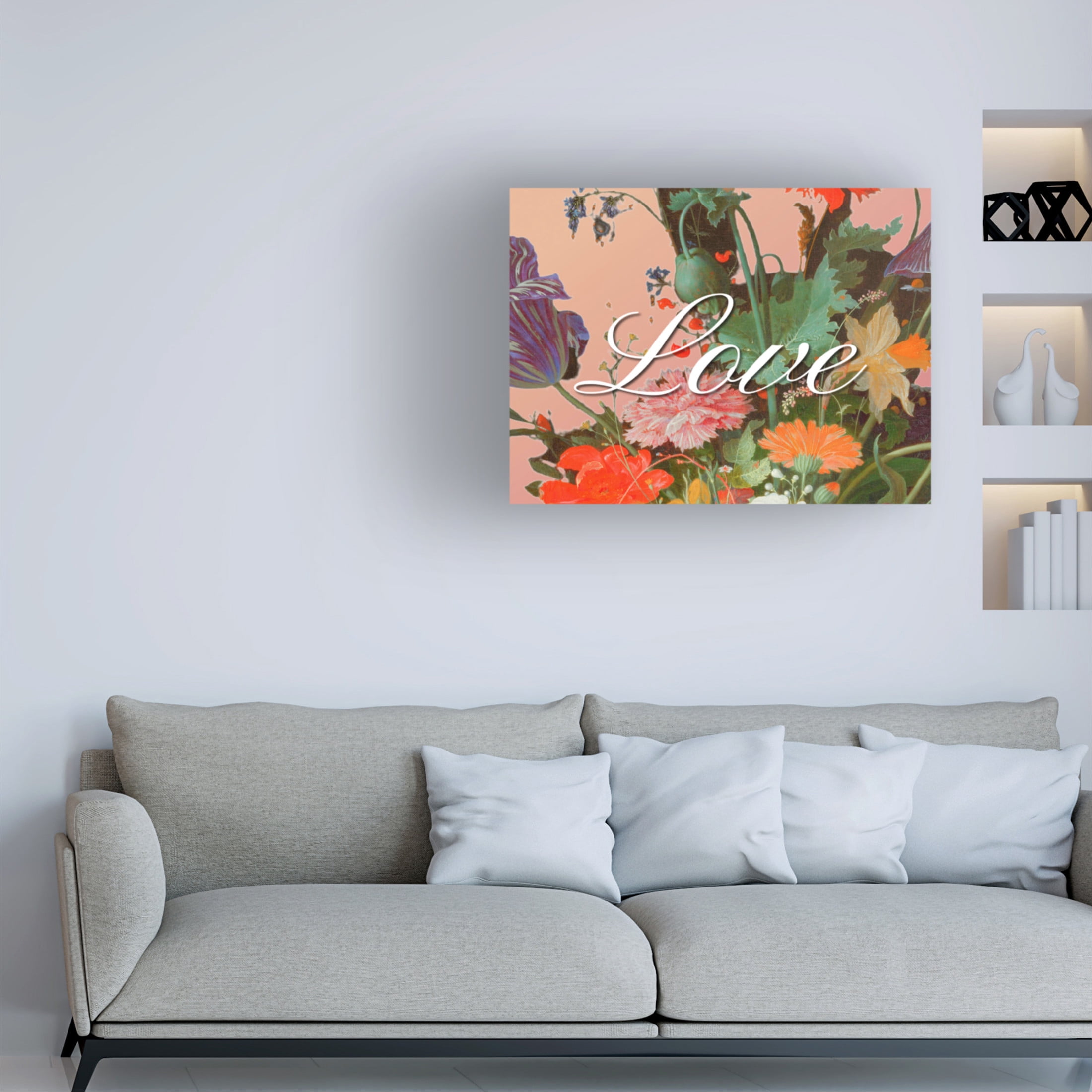 Canvas Wall Art - Sandra Iafrate 'Love Flowers' Wall Art for Living Room, Bedroom, or Office Décor by Trademark Fine Art - 19 x 14 Inches