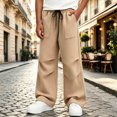 thumbnail image 5 of NOLDARES Boys Baggy Sweatpants, Casual, Straight Wide Leg, Athletic, Drawstring Joggers, with Pockets, Athletic(W120-Khaki), 5 of 6