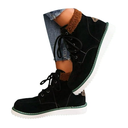 

Mepaouo Ankle Boots for Women Hidden Wedges Suede Non Slip Winter Warm Walking Snow Booties(Black 8.5)