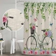 thumbnail image 5 of Farmhouse Spring Shower Curtain, Waterproof Shower Curtains for Bathroom, Retro Bicycles Flowers Vines Butterfly Washable Fabric Bathtub Curtain Set Bath Decor with 12 Hooks Long 72"x84", 5 of 8