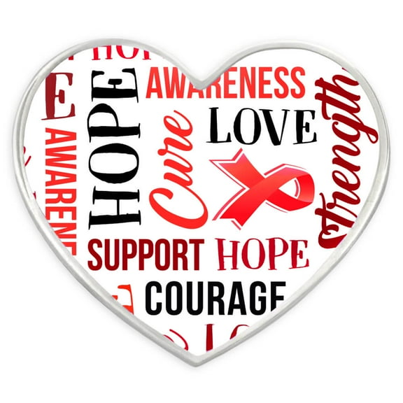 PinMart Heart Disease Awareness Enamel Lapel Pin â Nickel Plated Ribbon Pin
