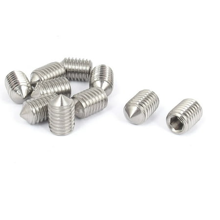

M10x16mm 304 Stainless Steel Cone Point Hexagon Socket Grub Screws 10pcs