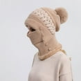 thumbnail image 6 of GRNSHTS Women One Piece Slouchy Fleece Beanie Hats Scarf Mask Warm Winter Knitted Hat Thick Skull Ski Cap (Khaki), 6 of 10