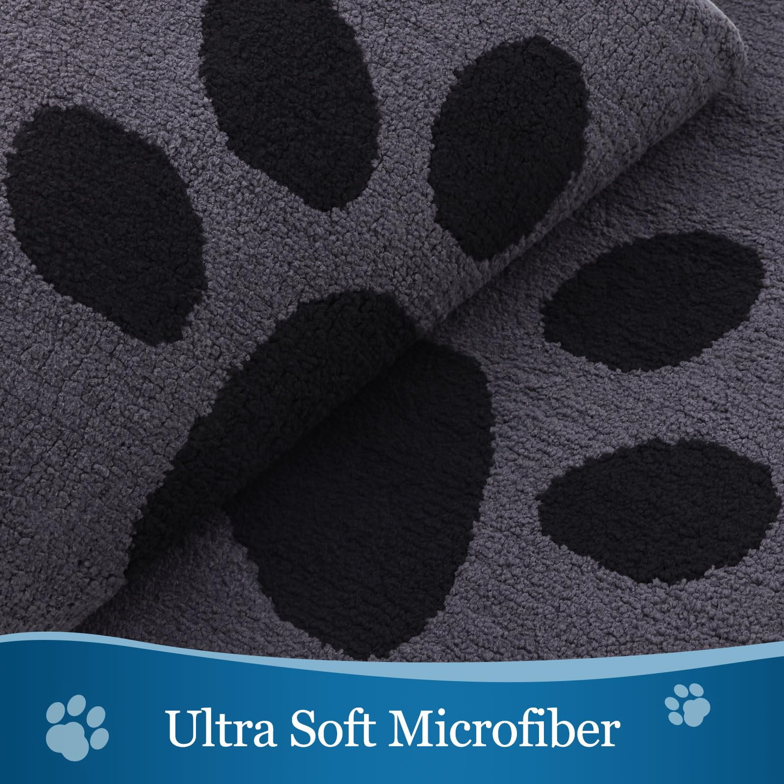 Smiry Dog Door Mats for Muddy Shoes and Paws, Non Slip Low-Profile Washable Indoor Doormats, Absorbent Dirt Trapper Entryway Rugs, 36"x24", Black