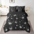 thumbnail image 2 of jejeloiu Silver Chic Butterflies 7pcs Bedding Comforter Set,Galaxy Starry Sky Queen Bedding Sets For Kids Reversible, 2 of 8