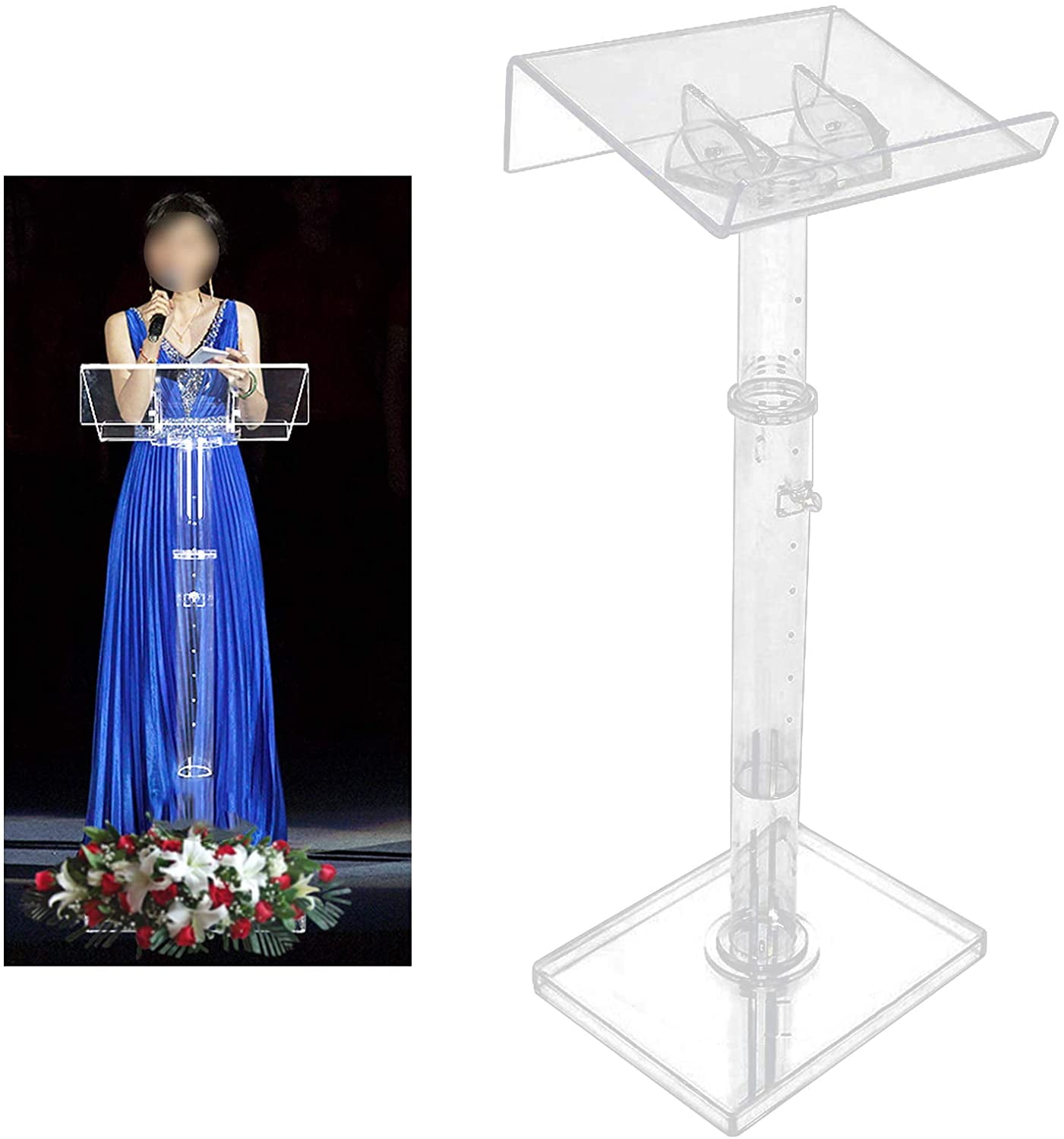 CNCEST Podium Acrylic StandUp Podium Lectern Clear,School Conference