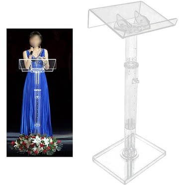 CNCEST Podium Acrylic Stand-Up Podium Lectern - Clear,School Conference Lecture Podium Station (Adjustable Height)