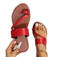 thumbnail image 4 of Womens Beach Sandals,Women's Dressy Flat Sandals Comfortable Slip On Leather Slide Sandals Flip Flops for Women Lightweight Casual Walking Slippers Womens Summer Beach Slides Footwear,Red,8.5, 4 of 6