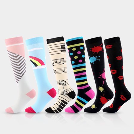 DNAKEN (6 pairs) Compression Socks for Women & Men Circulationis Best Support for Athletic Running,Hiking,Nursing support socks for women compression wide calf compression socks women