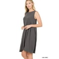 thumbnail image 3 of Zenana Women & Plus Sleeveless Jersey Flared Swing Tank Dress with Side Pockets, 3 of 3