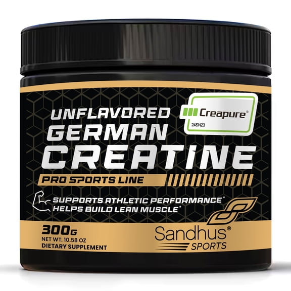 Sandhu’s Creapure German Creatine Monohydrate Powder Supplements for Men & Women, Unflavored, 60 Servings, 10.58 Oz, Supports Lean Muscle Building, NSF Certified Sport Supplement