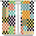 thumbnail image 2 of Checkered Curtains, Retro Colorful Checkerboard Groovy Aesthetic Modern Pattern Window Treatments, Rod Pocket Thermal Insulated Drapes 2 Panel Sets for Bedroom Living Room, 42" W X 54" L, 2 of 8