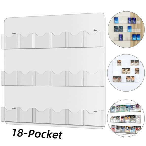 AIWFL 3-Tier Acrylic Brochure Holder Wall Mount, 18-Pocket Magazine Holder for Offices Waiting Room
