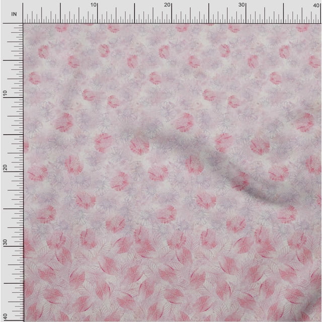 oneOone Cotton Cambric Peach Fabric Leaves & Flower Panel Craft Projects Decor Fabric Printed By The Yard 56 Inch Wide