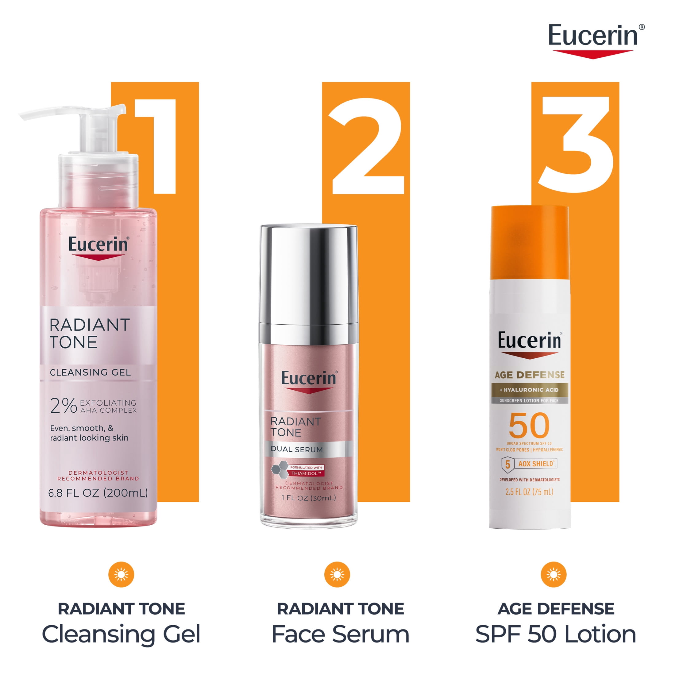 Eucerin Sun Age Defense Face Sunscreen Lotion SPF 50 with Hyaluronic Acid, 2.5 fl oz