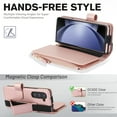 thumbnail image 5 of Dteck Zipper Wallet Case for Samsung Galaxy Z Fold 6,Magnetic Leather Card Slot Cash Pocket Case with Pen Holder Shockproof Hand Strap Heavy Duty Cover for Galaxy Z Fold 6,Rosegold, 5 of 7
