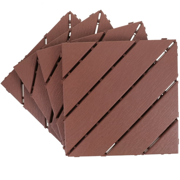 4 Uds. Baldosas entrelazadas de imitación de madera para terraza, baldosas entrelazadas para cubierta de balcón