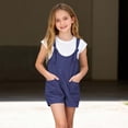 thumbnail image 3 of Navy Boy Girl Brunch Shorts for Girls Fall Summer Faux Gauze Linen Cute Overall Straight Leg Basic Jumpsuits Shortalls Shorts Unitard Girls 2026 Clothes Y2K 5 Years, 3 of 8