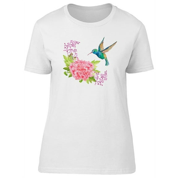 Cute Amazing Floral Hummingbird T-Shirt Women -Image by Shutterstock, Female Large