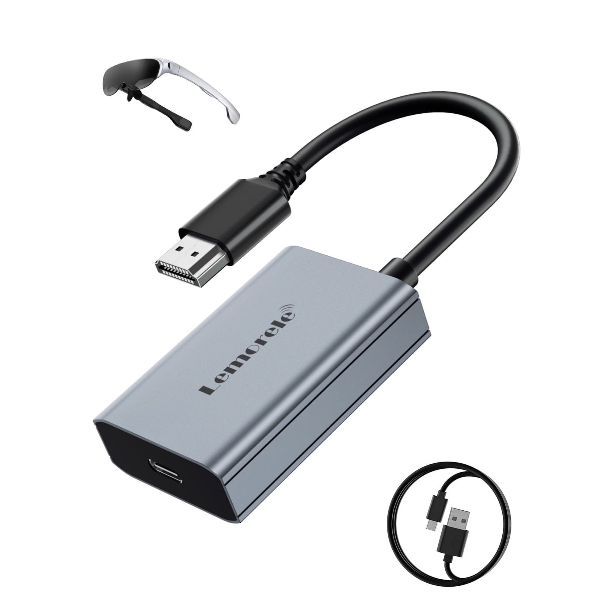 Lemorele HDMI to USB-C Adapter, AR Glasses Converter, 4K@60Hz HDMI to USB-C Converter for AR Glasses & Monitors, Compatible with Switch, PS5, Xbox, Steam Deck, PC, Nreal Air, Rokid