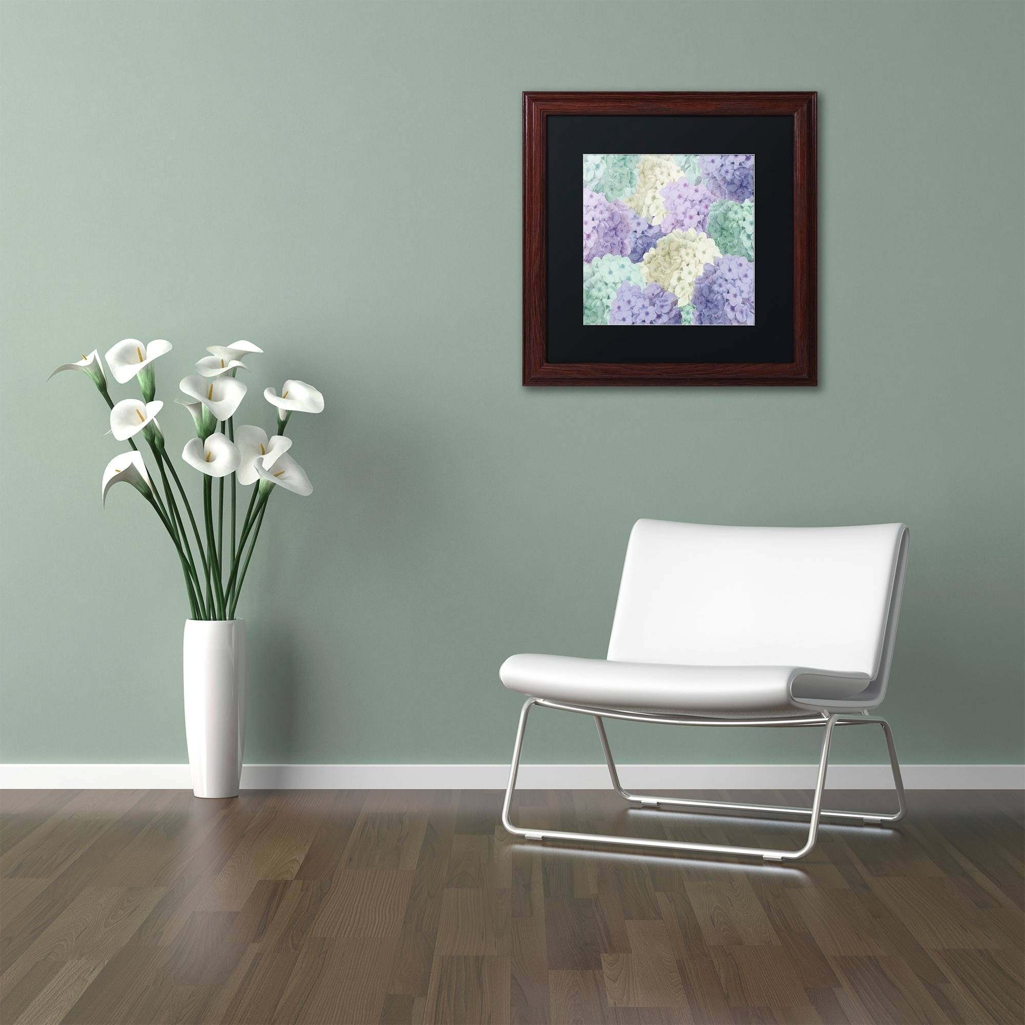 Trademark Fine Art "Hortensia Groundless Cool Tones" Canvas Art by Color Bakery Black Matte, Wood Frame
