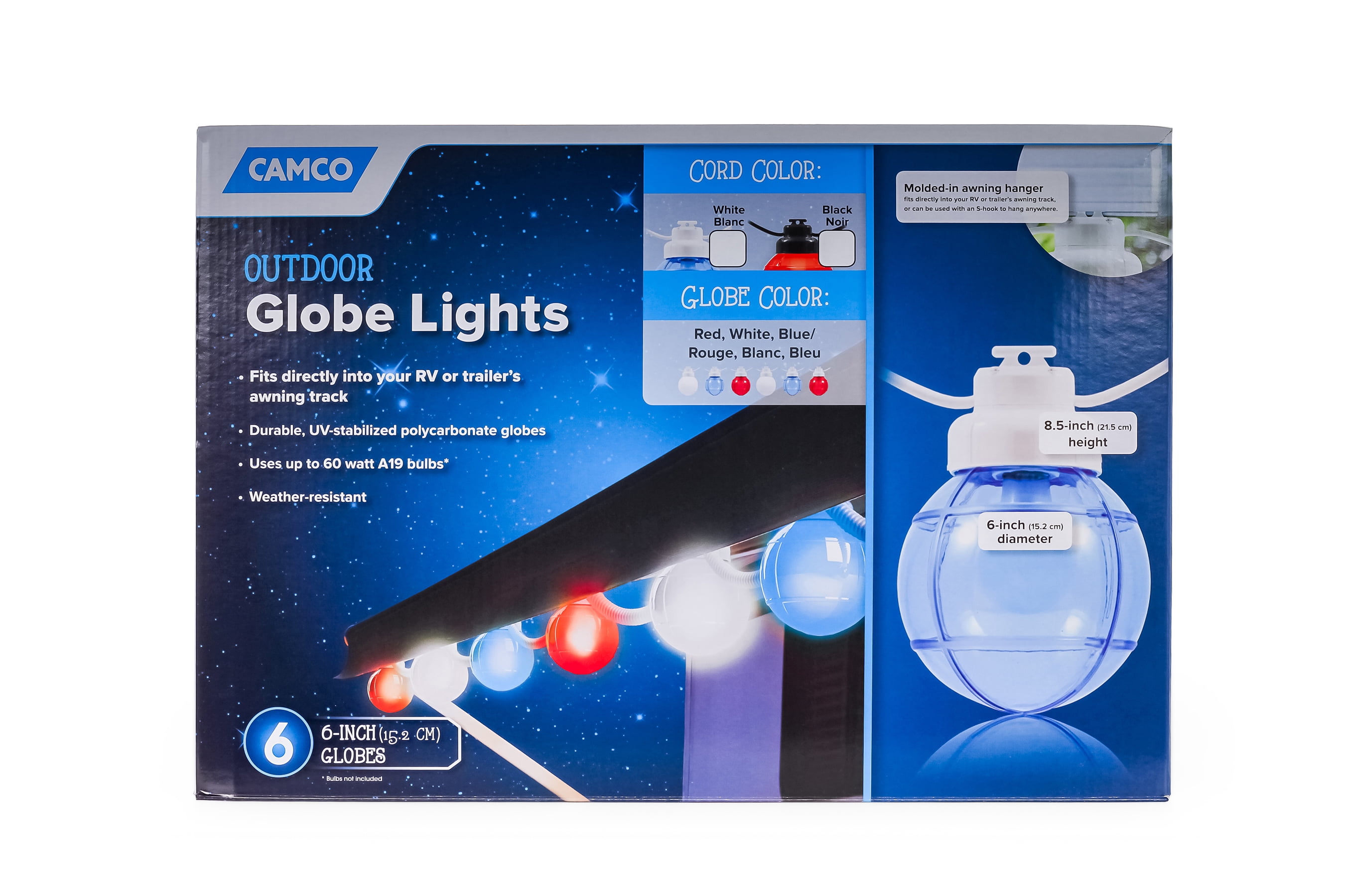 Camco 42763 RV Globe Lights 6 Red Globes on Black Wire