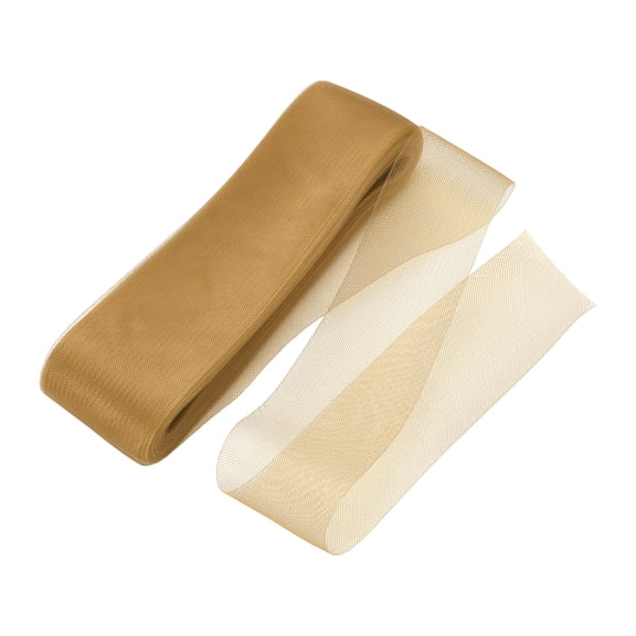 Uxcell Stiff Horsehair Braid 50 Yards 3 Inch Soft Horsehair Trim for Polyester Boning Sewing Wedding Dress Dance Gown Shaping Trimming, Light Brown