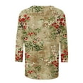 thumbnail image 5 of JTZGDY Womens Tops Cute Wildflower Printed Summer 3/4 Sleeve Crew Neck Basic Tunic T-Shirts Plus Size Dressy Casual Work Business Tees Blouse Multicolor#14 M, 5 of 5