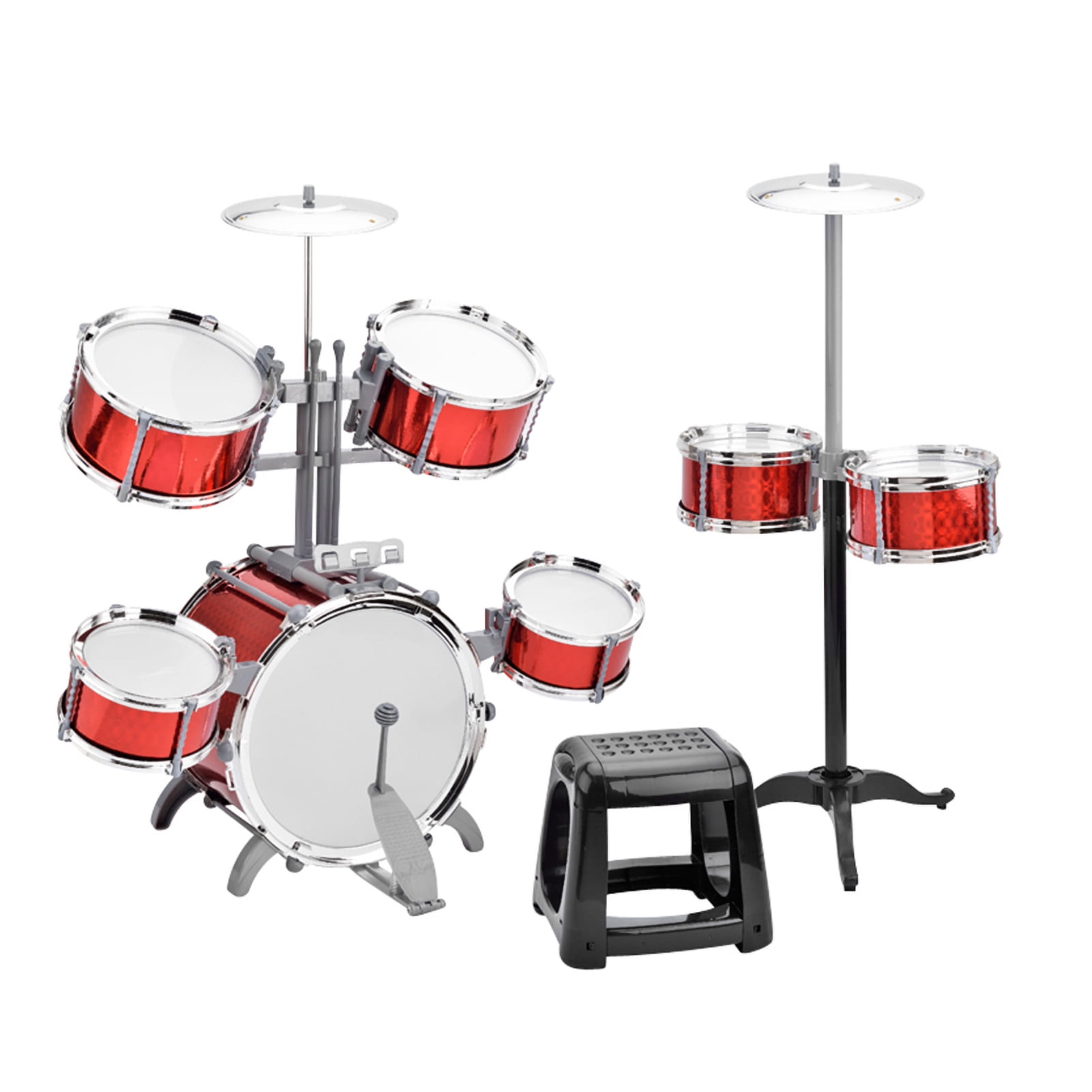 Kit Drum Set Jazz Drum Kit with Stool 7 Drums Musical Percussion