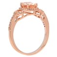 thumbnail image 2 of Dazzlingrock Collection 14K 8X6 MM Each Oval Morganite & Round Diamond Ladies Halo Engagement Ring, Rose Gold, Size 6, 2 of 4