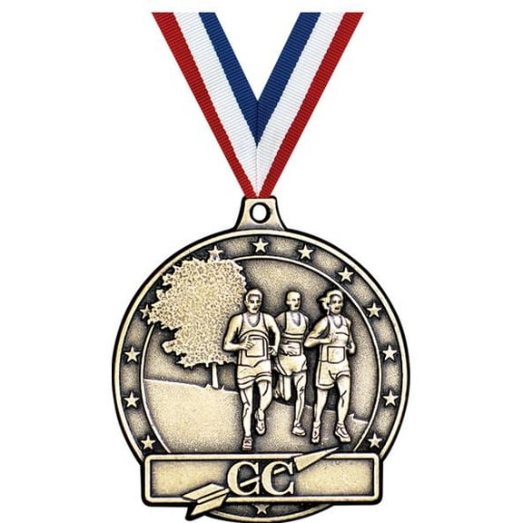 Cross Country Medals, 2" Gold Diecast Cross Country Medal Award 1 Pack
