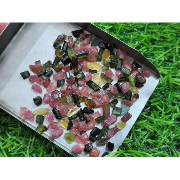 50 Piece New Multi Tourmaline Rough Size 4-6 MM, Multi Raw Tourmaline Loose Gemstone For Jewelry Making