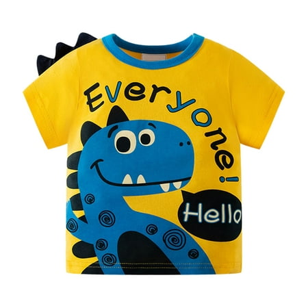 

Summer T Shirts For Toddler Kids Baby Boys Cartoon Cute And Funny Dinosaur Short Sleeve Crewneck T Shirts Tops Tee Yellow And White Optional