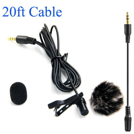 20FT Lavalier Microphone, Nicama LVM3 Omni-Directional Condenser Lapel Clip-On Mic with Windscreen Muff for DSLR Camera Canon Nikon Sony Camcorder Audio Recorders Smartphones iPhone PC Macbook (Best Microphone For Macbook Pro)