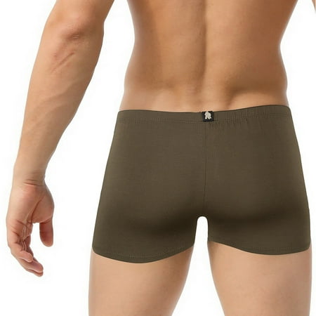 

DORKASM Mens Boxers Briefs Longer Length Soft Breathable Moisture Wicking Underwear for Men Brief Underwear Army Green L