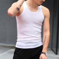 thumbnail image 6 of Men O-neck Sleeveless Tank Tops Solid Color Slim Fit Fitness Gym Workout Undershirt Bodybuilding Running Vest -XL,White, 6 of 8