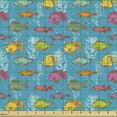thumbnail image 2 of Ambesonne Underwater Fabric by the Yard Upholstery, Exotic Ocean Fishes Art, 1 Yard, Multicolor, 2 of 5