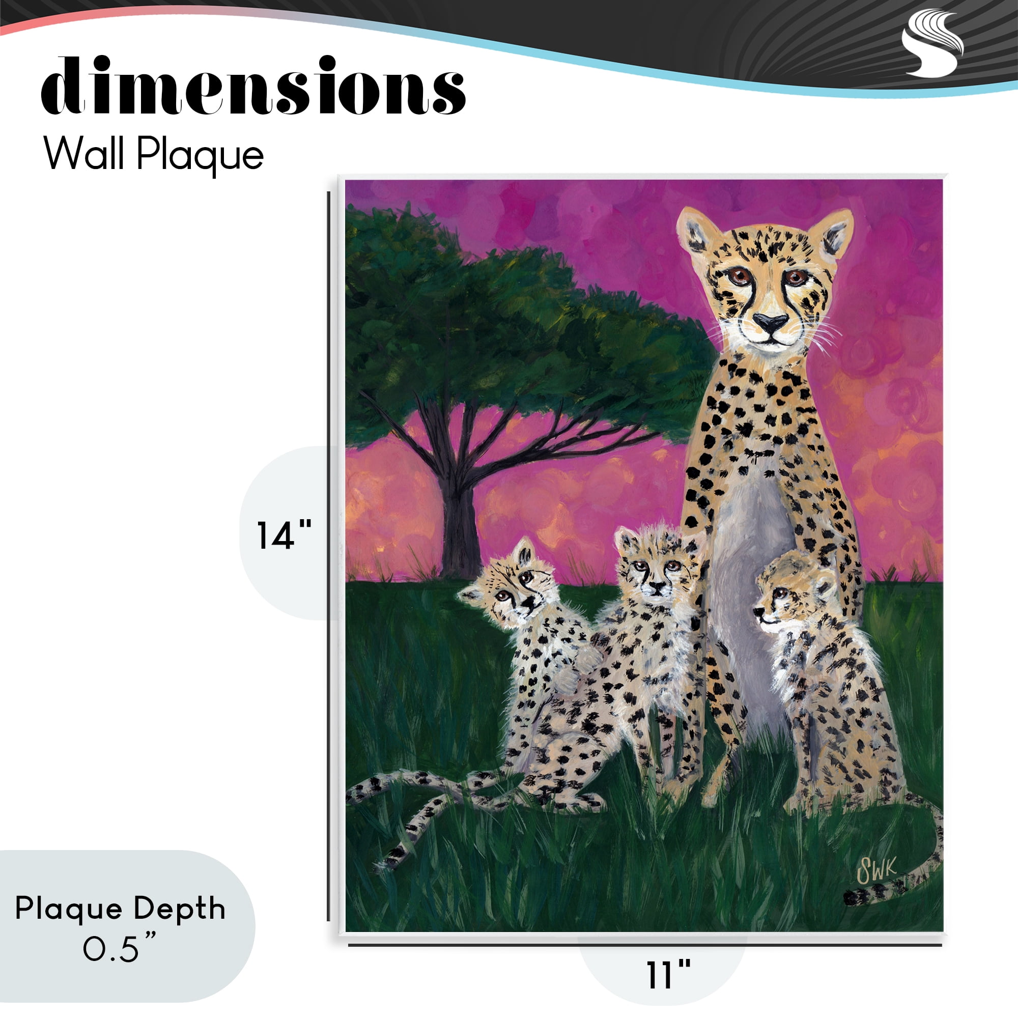 Stupell Industries Mama Cheetah & Her Cubs Wall Plaque Art, design by Sarah Waldron Kimball