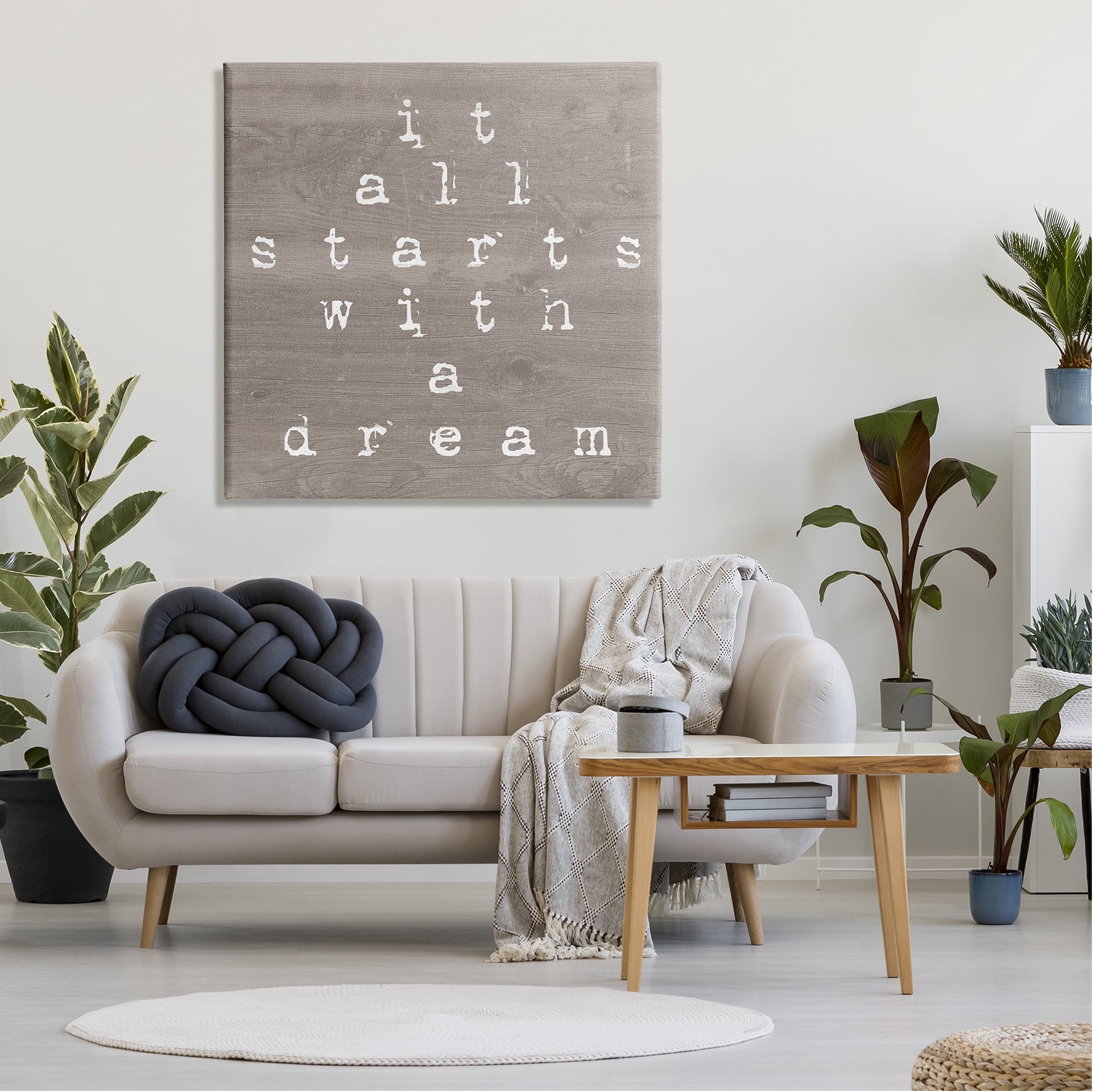 Stupell It All Starts With A Dream Rustic Inspirational Painting Gallery Wrapped Canvas Print Wall Art