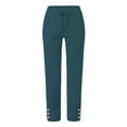 thumbnail image 3 of Flmaly vacation outfits for women High Waistband Women Solid Straight Solid Elastic Pants Long Drawstring Linen Women Waist Cotton Casual Pants Vacation Outfits, 3 of 3