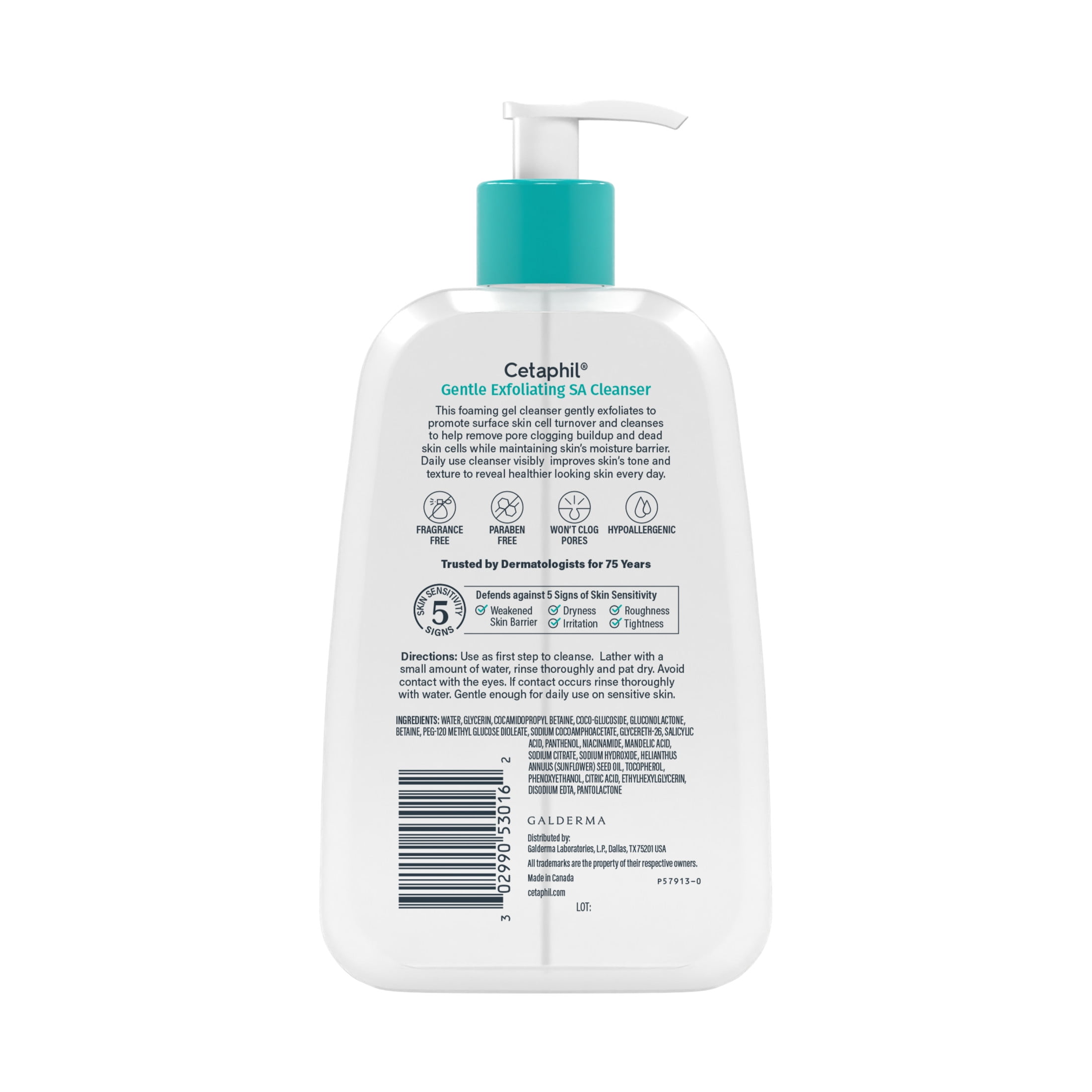 CETAPHIL Gentle Exfoliating SA Face Cleanser, Foaming Gel Cleanser with Salicylic Acid for All Skin Types, 8 fl oz