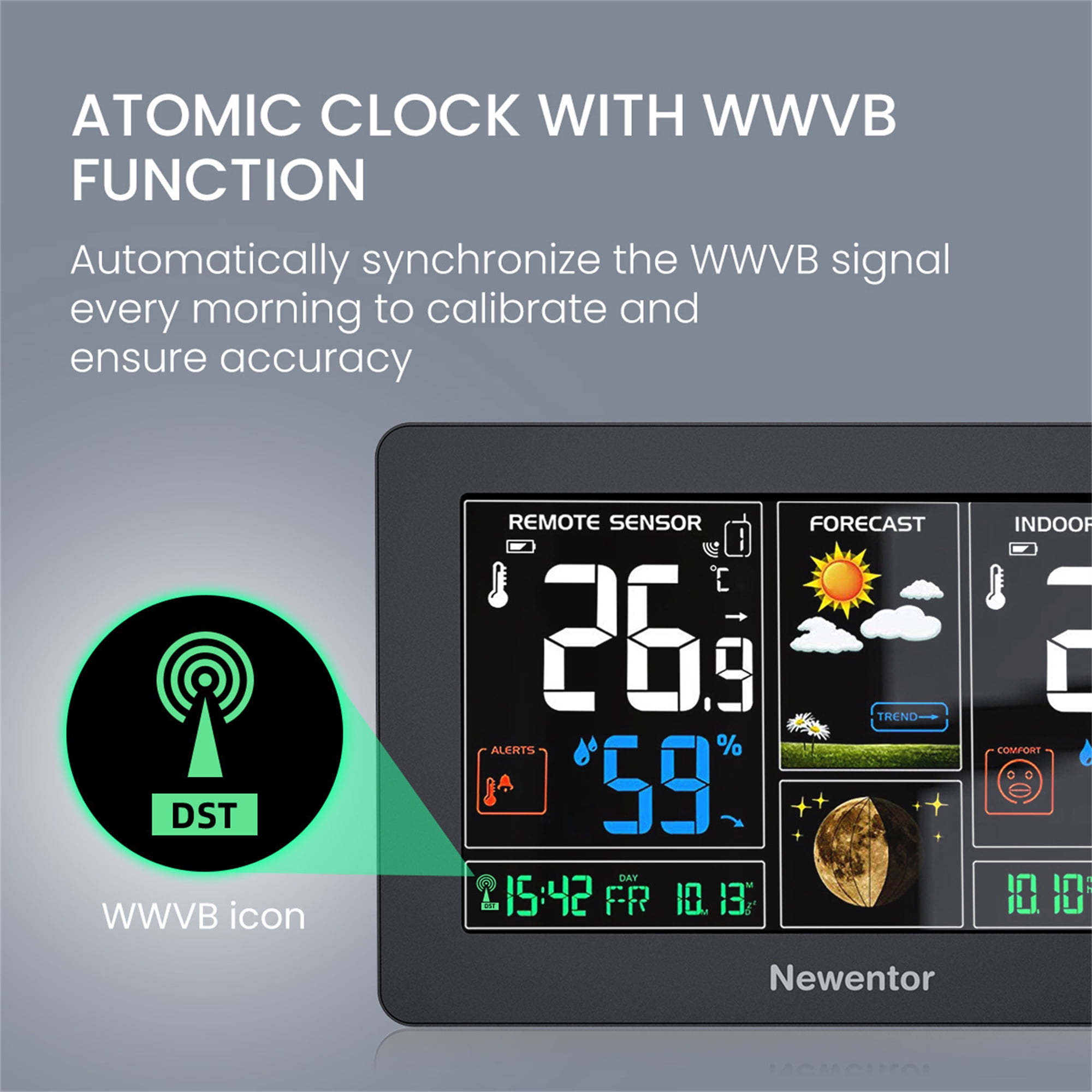 Weather Station for Home with 2 Outdoor Sensor, Black