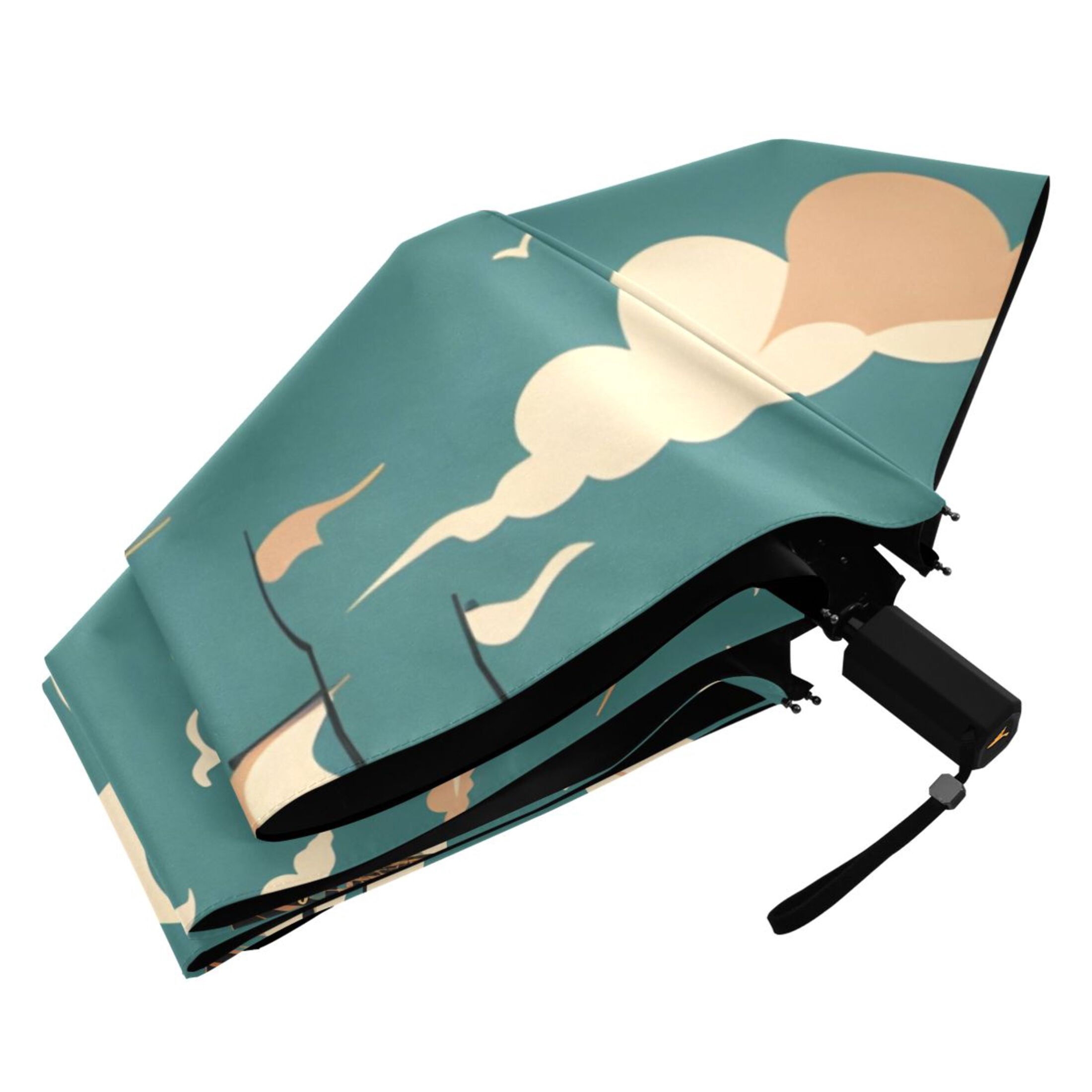 ALAZA Sailboat Seagulls UPF 50+ Compact Folding Umbrella for Rain Travel Umbrella Packable