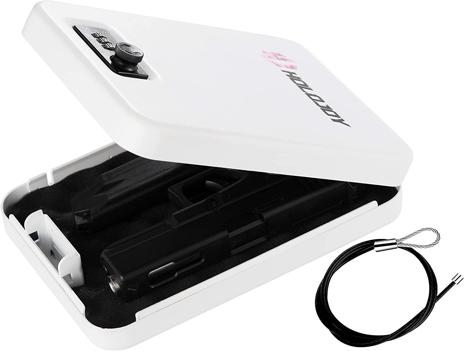 HOLOJOY Pistol Safe,Handgun Lock Box,Lockbox for Guns and Valuables