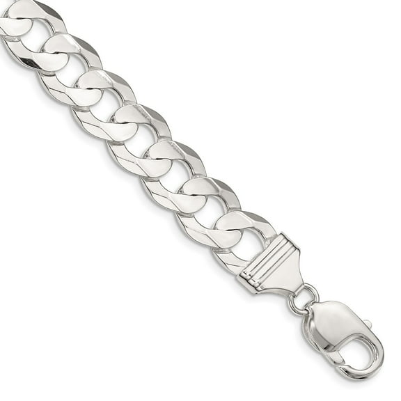 Primal Silver Sterling Silver 11.9mm Concave Beveled Curb Chain Bracelet