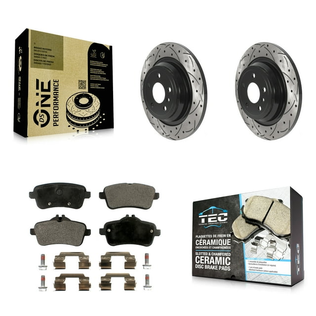 Transit Auto Rear Coated Drilled Slotted Disc Brake Rotors and Ceramic Pads Kit for Car Mercedes-Benz ML350 GLE350 ML250 GLE300d KDT-100947