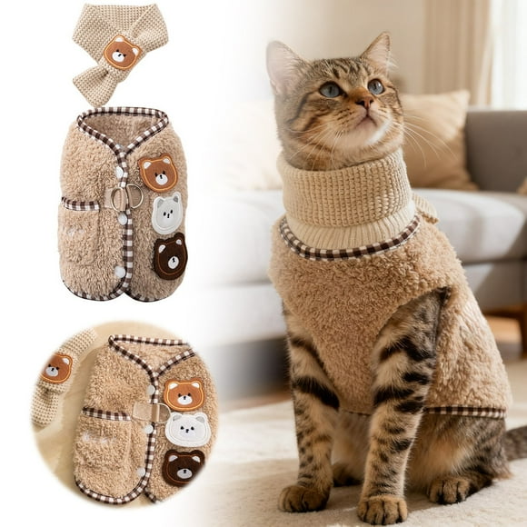 TIELUTT Sweater Vest with Scarf Winter Warm Pullover for Small Puppy Fashion Apparel Kennel Accessories Accessories for Dogs Saddle Bag for Dogs Accessories Online Store Dog Show Accessories