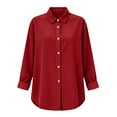 thumbnail image 7 of Hueook Button Down Shirts for Women's Solid Color Corduroy Shirt Jacket for Winter Casual Tops Red M, 7 of 7