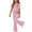 Pink, variant on BXJX Girls Outfit Sets Size 8 T, 2PC Short Sleeve Holiday Crew Neck T-Shirts and Flare Pants Sets Black