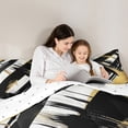 thumbnail image 5 of Homewish Black Golden Stripes Lines Bedding Comforter Set 2pcs for Female Men Adults,Vintage Aesthetic Twin Comforter Sets Microfiber,Geometric Theme Breathable Bedding Set,Luxury Bedroom Decor, 5 of 8